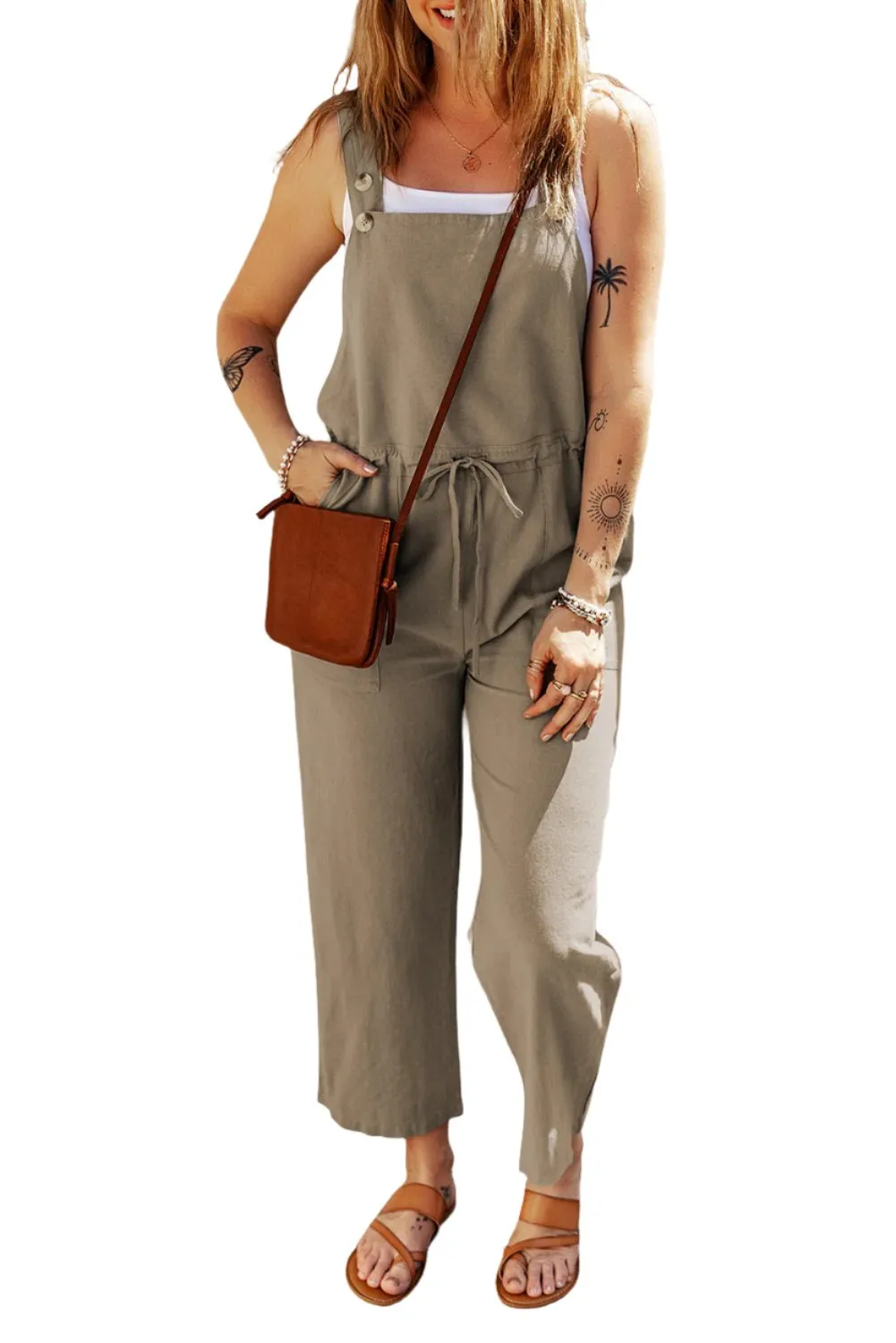 Sage Buttoned Straps Overall