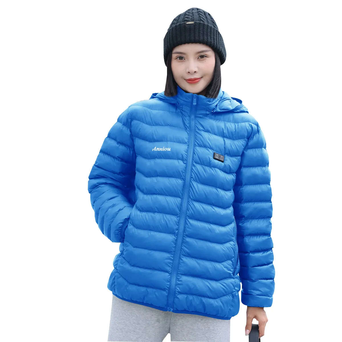 Sidiou Group 5 Zones USB Electric Heated Jacket For Men Women Winter Outdoor Warm Detachable Hood Coat Waterproof Heating Down Cotton Jacket