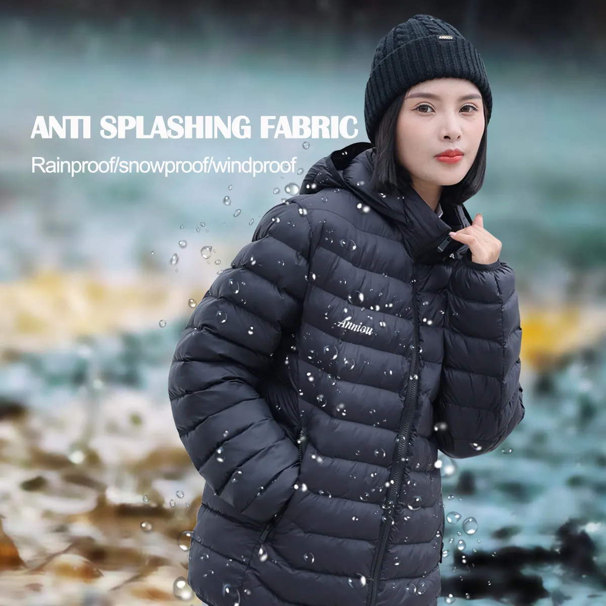 Sidiou Group 5 Zones USB Electric Heated Jacket For Men Women Winter Outdoor Warm Detachable Hood Coat Waterproof Heating Down Cotton Jacket