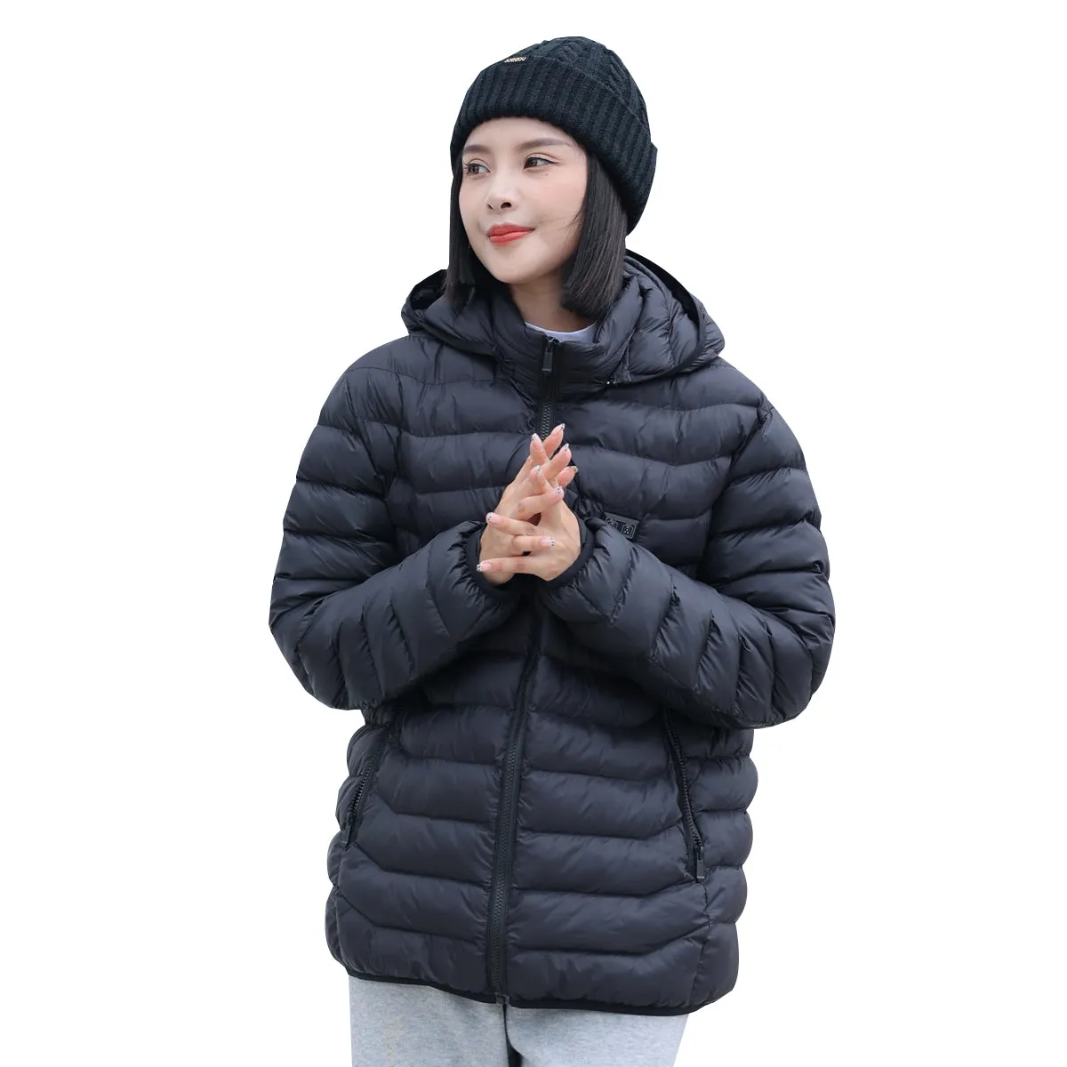 Sidiou Group 5 Zones USB Electric Heated Jacket For Men Women Winter Outdoor Warm Detachable Hood Coat Waterproof Heating Down Cotton Jacket