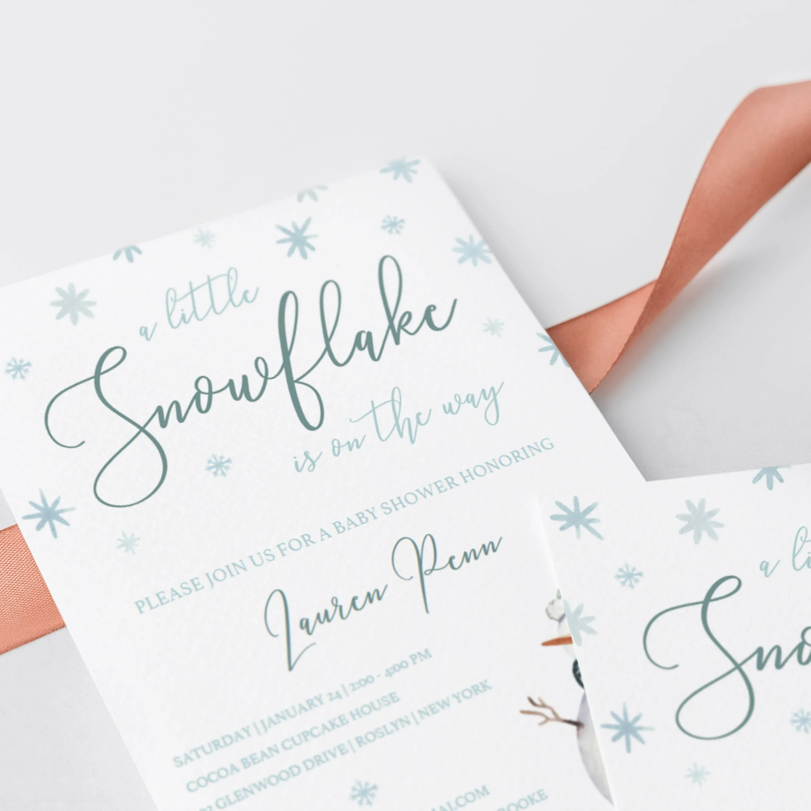 Snowflake Baby Shower Invitation Download Winter Boy