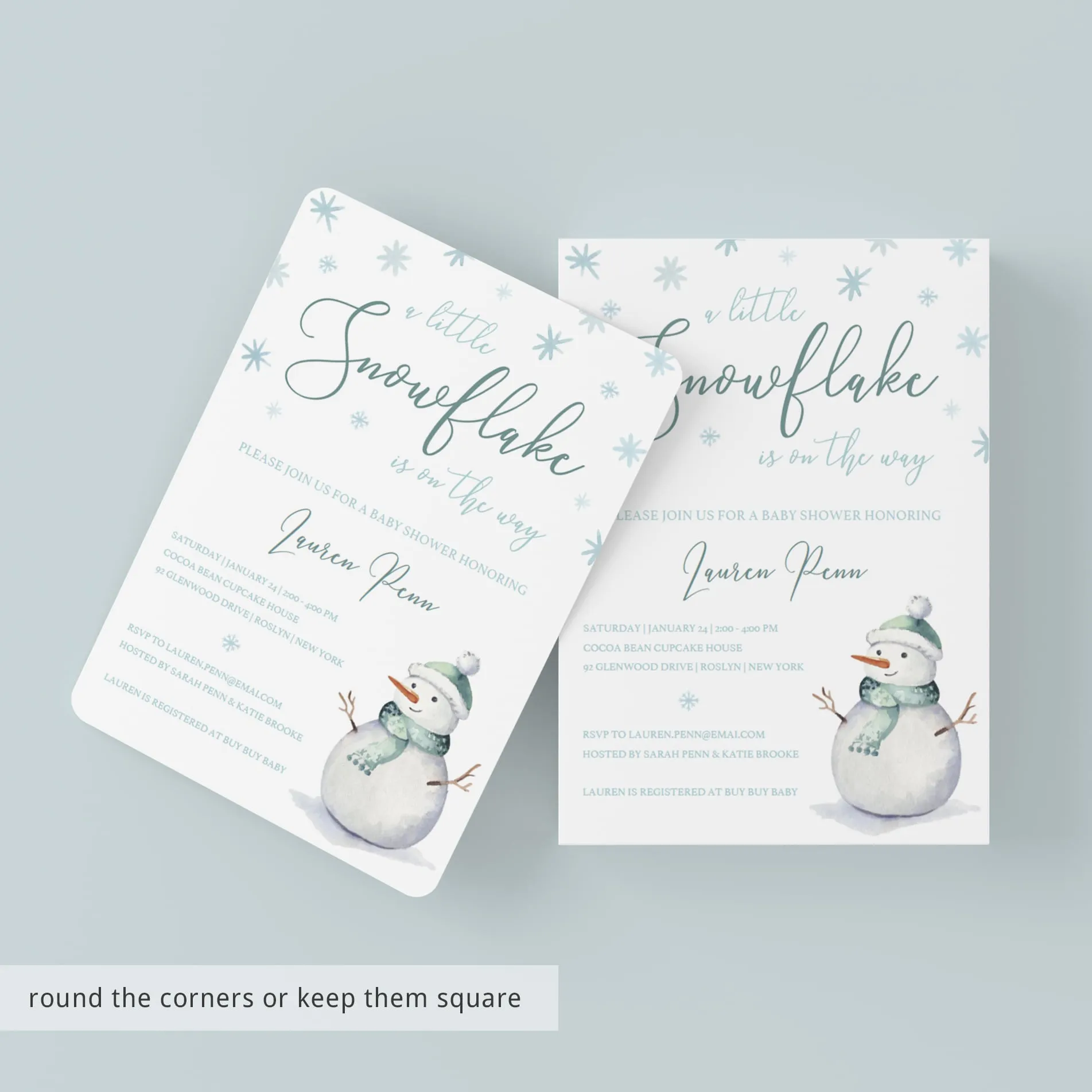 Snowflake Baby Shower Invitation Download Winter Boy