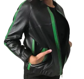 Sport Women Black  leather jacket