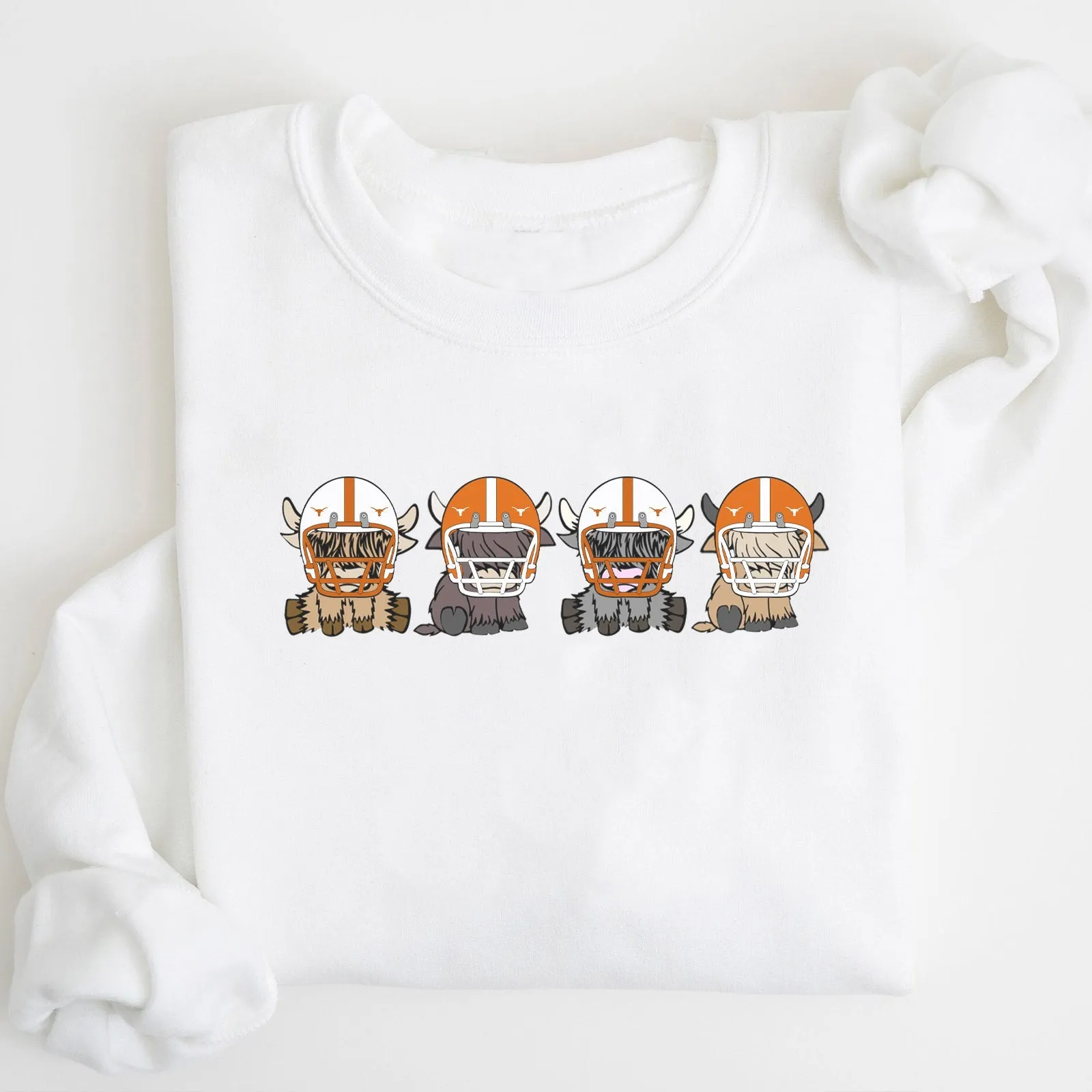 Texas Longhorns Football Highland Cow Football Team Football Lovers Gift Unisex Crewneck Hoodie Sweatshirt