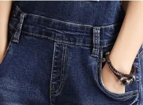 The  loose trousers high waist suspenders jeans
