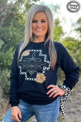The Tooled Bootstitch 🤠 Checkerboard Cowboy Sweatshirt