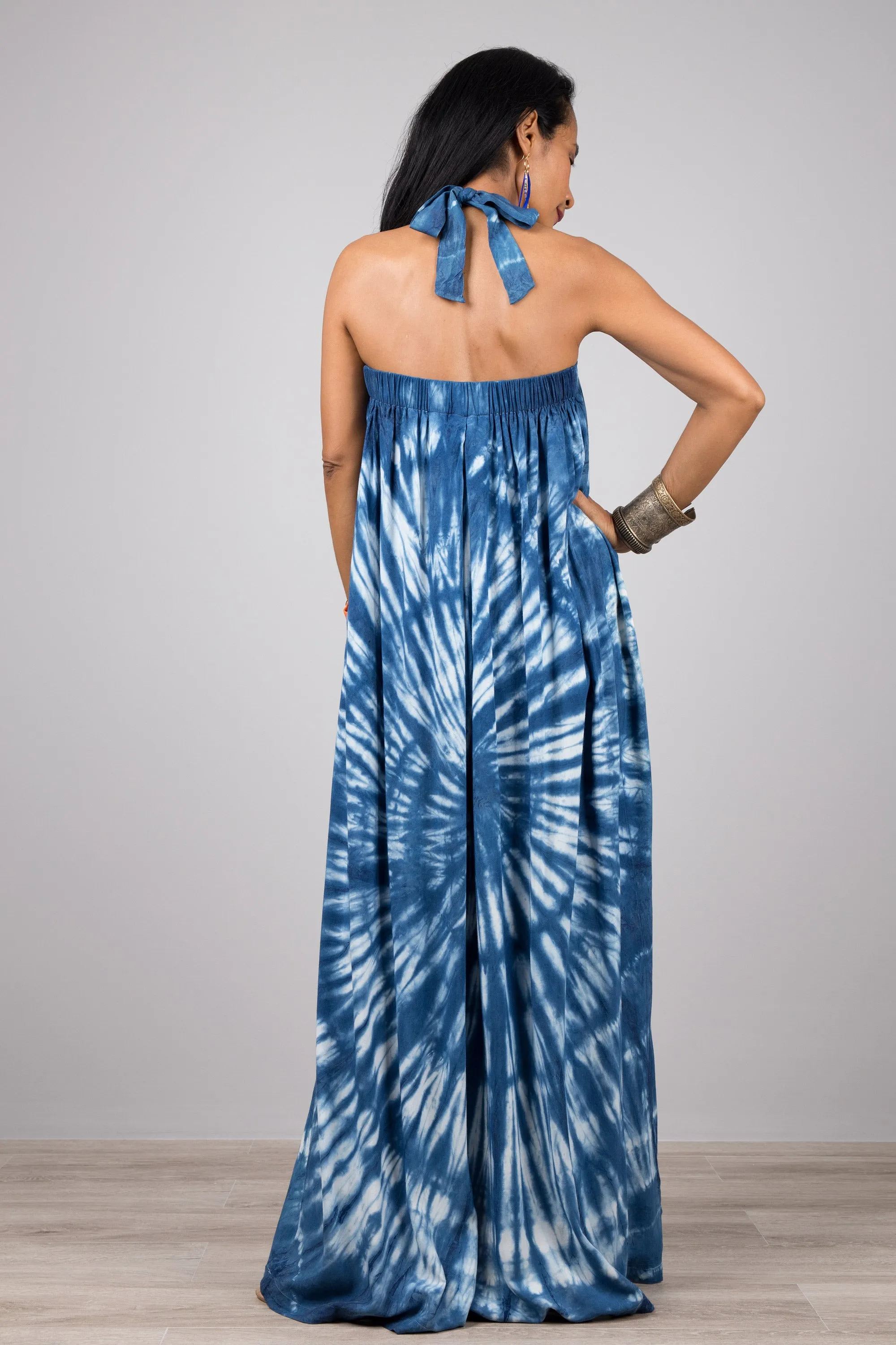 Tie dye Shibori Maxi dress - Hand dyed summer dress