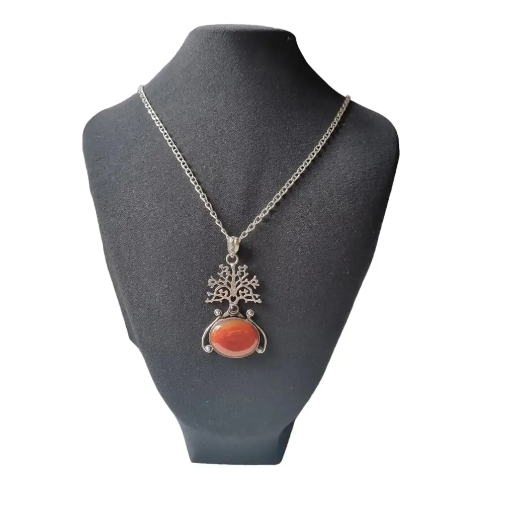 Tree of life pendant with carnelian and amethyst, gift for women, 1990.
