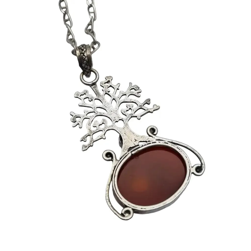 Tree of life pendant with carnelian and amethyst, gift for women, 1990.