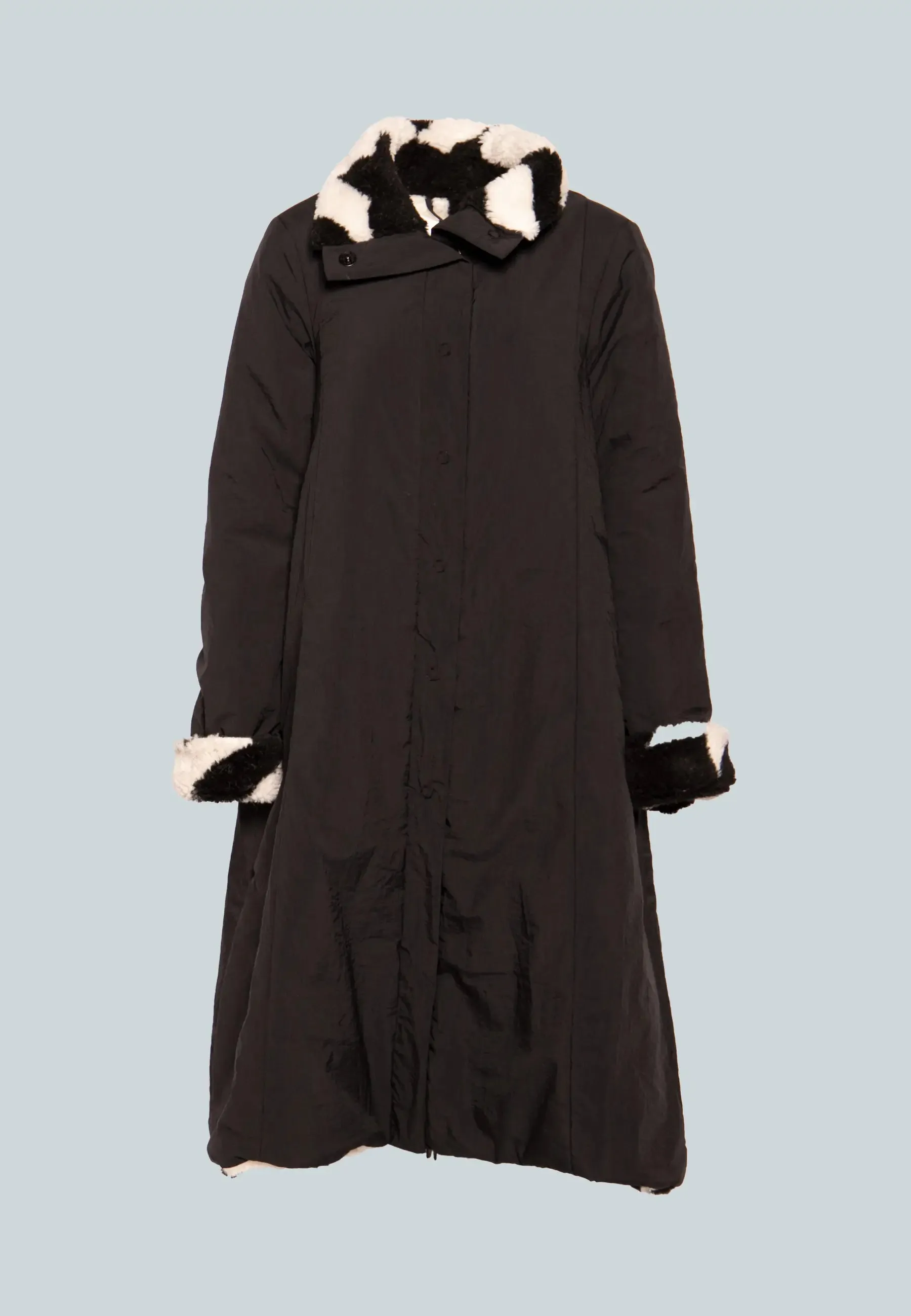 TWIST Long, printed, reversible teddy coat