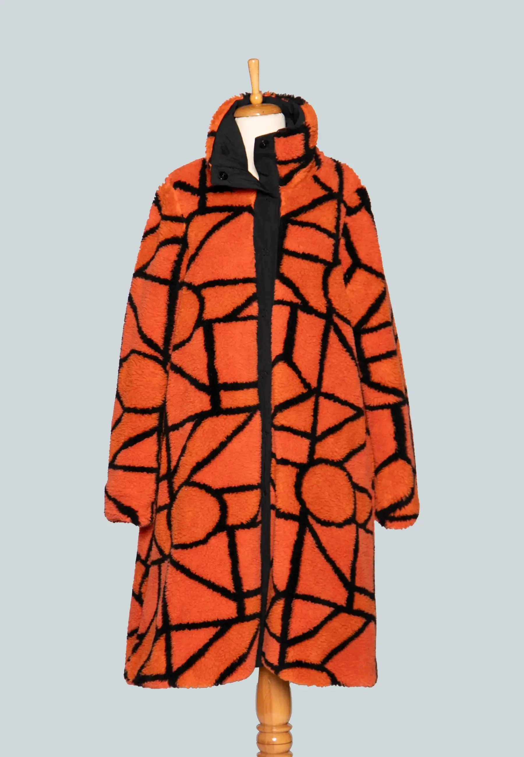 TWIST Long, printed, reversible teddy coat