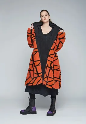 TWIST Long, printed, reversible teddy coat