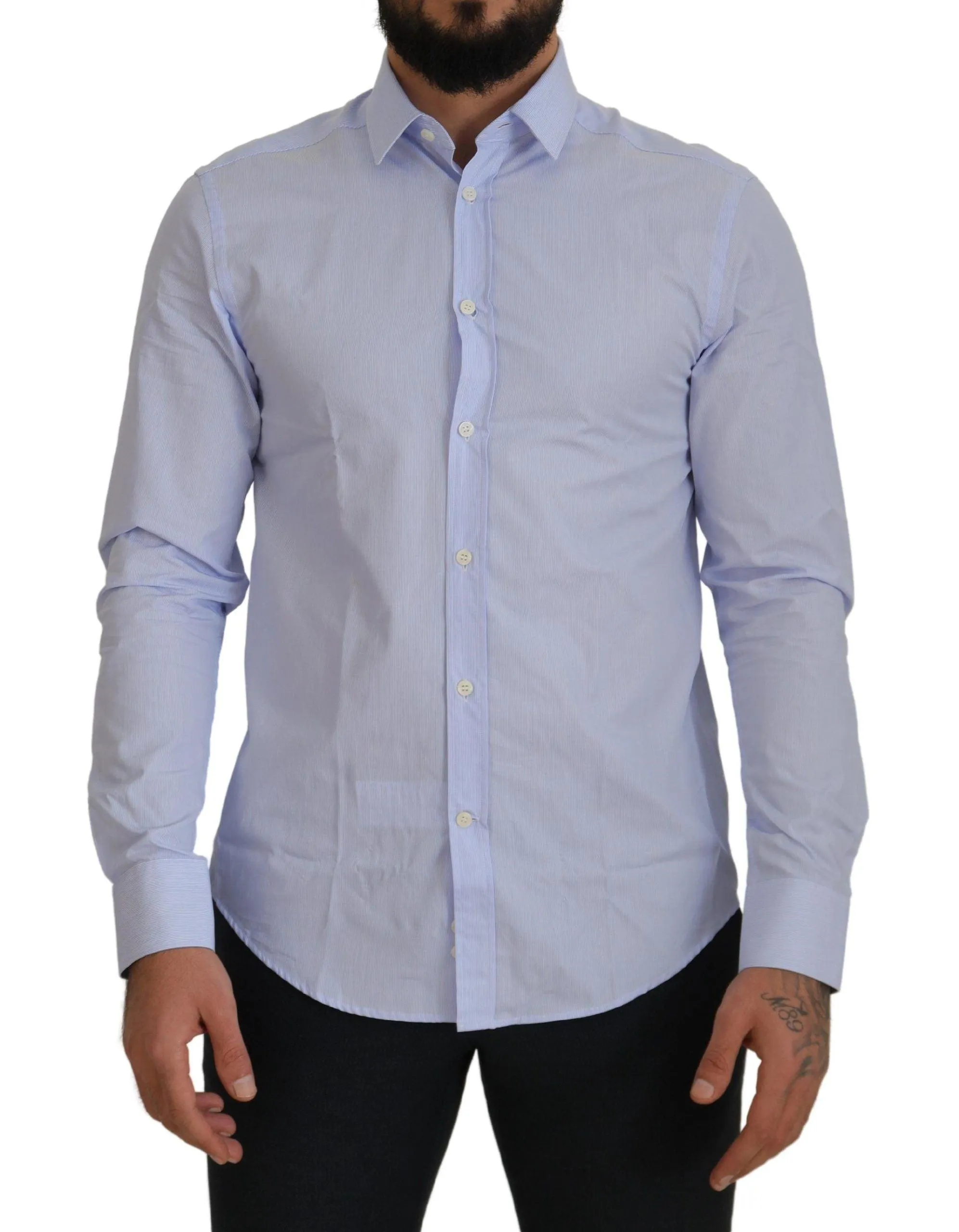 Versace Collection Light Blue Cotton Formal Men Shirt