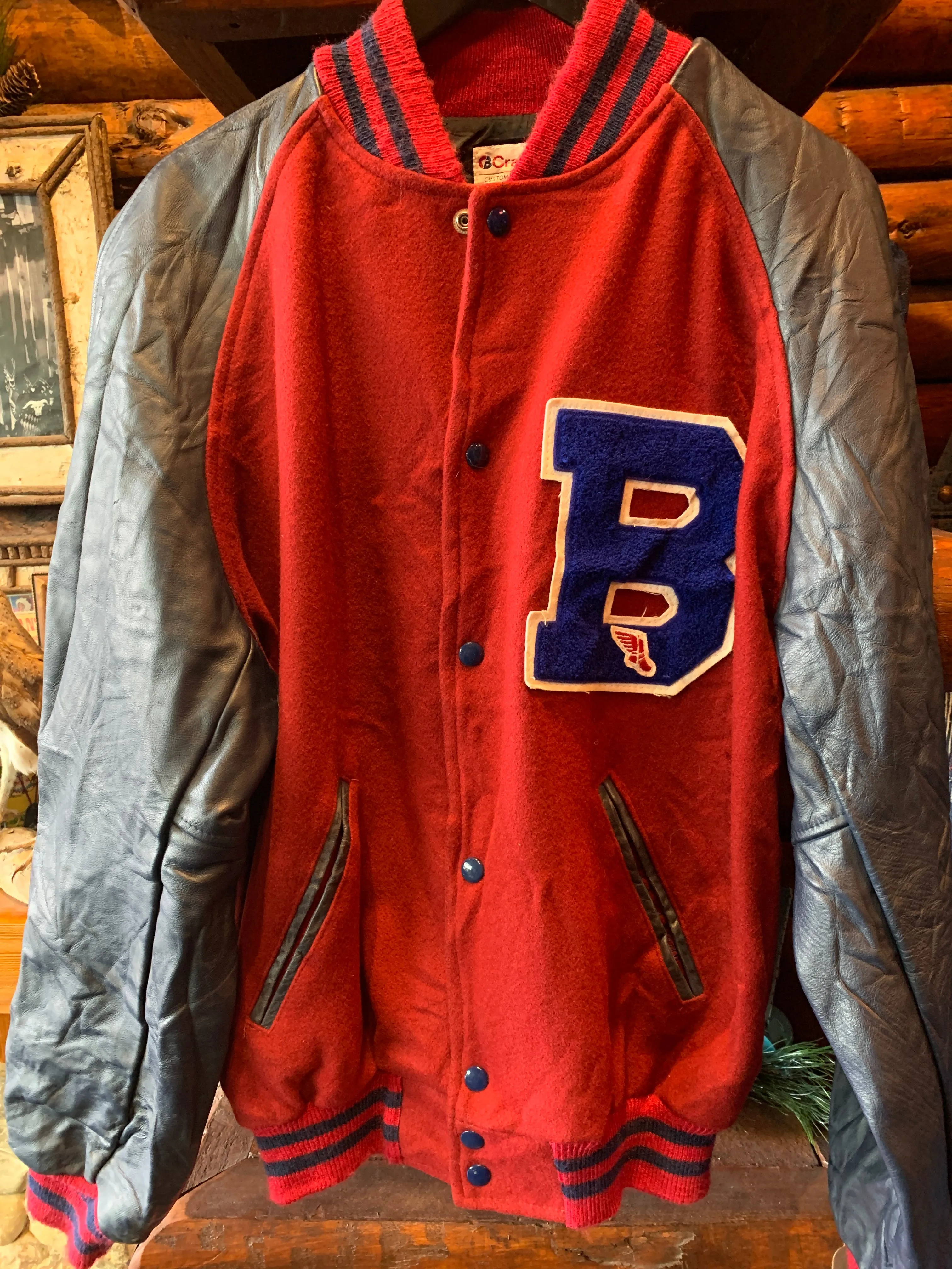 Vintage B Track Run Letterman Jacket, XL