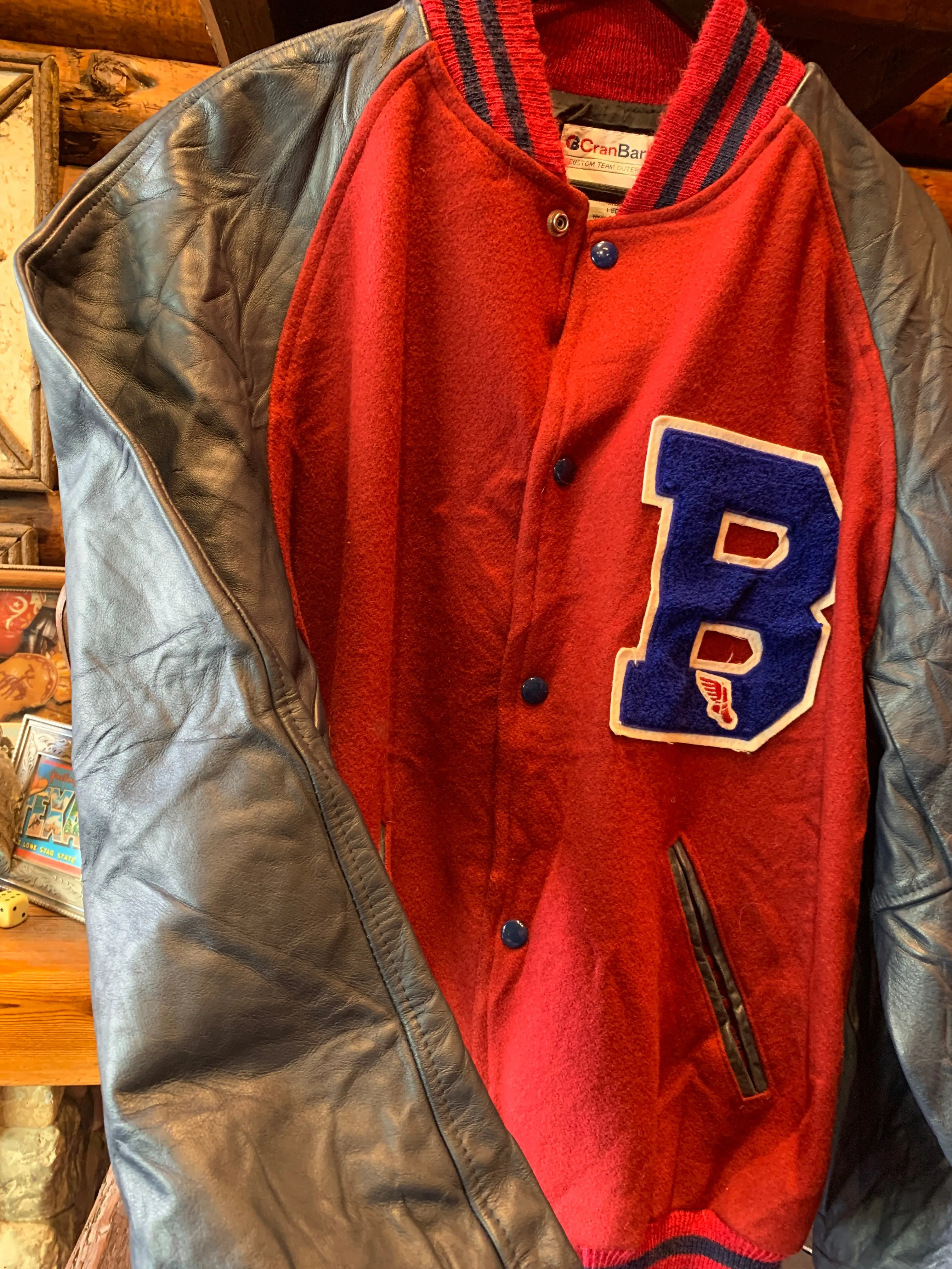 Vintage B Track Run Letterman Jacket, XL