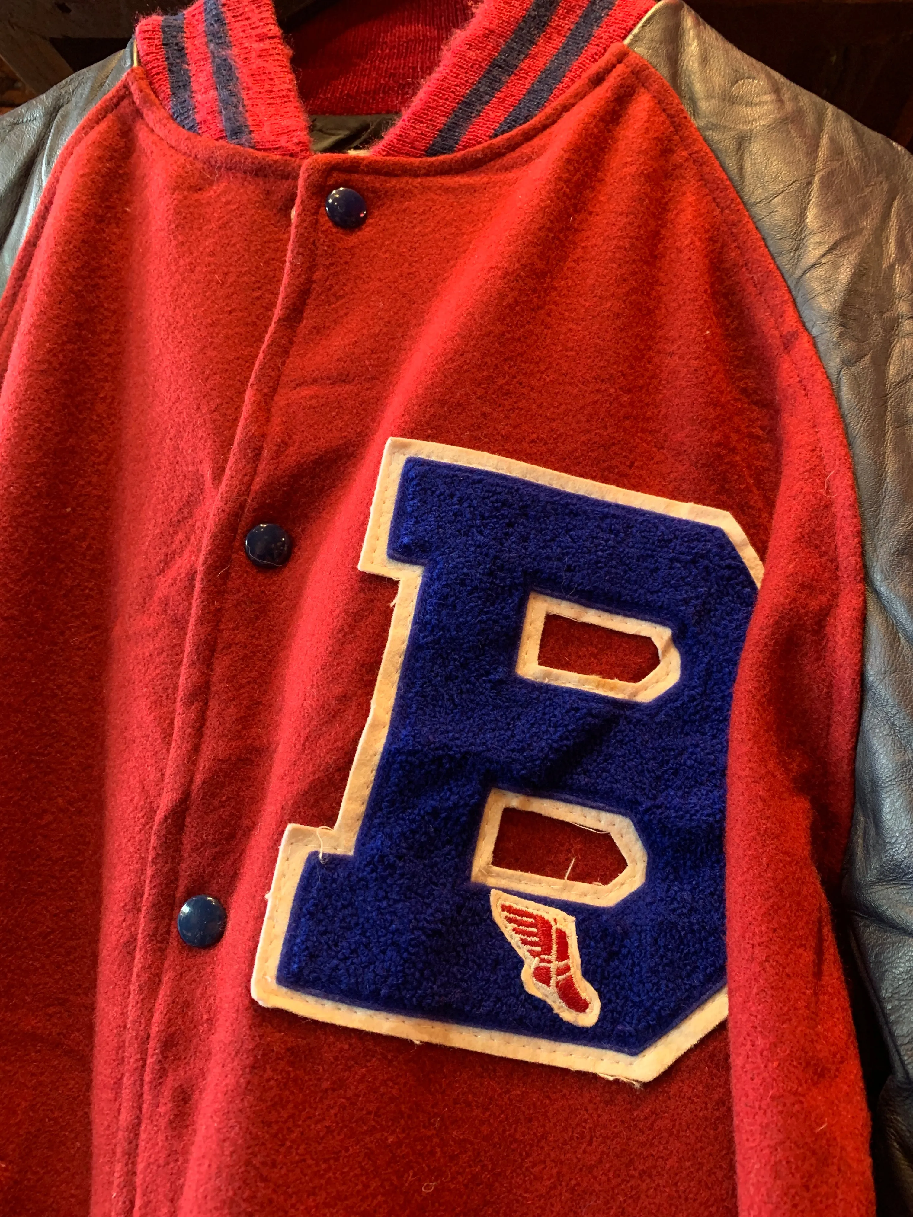 Vintage B Track Run Letterman Jacket, XL