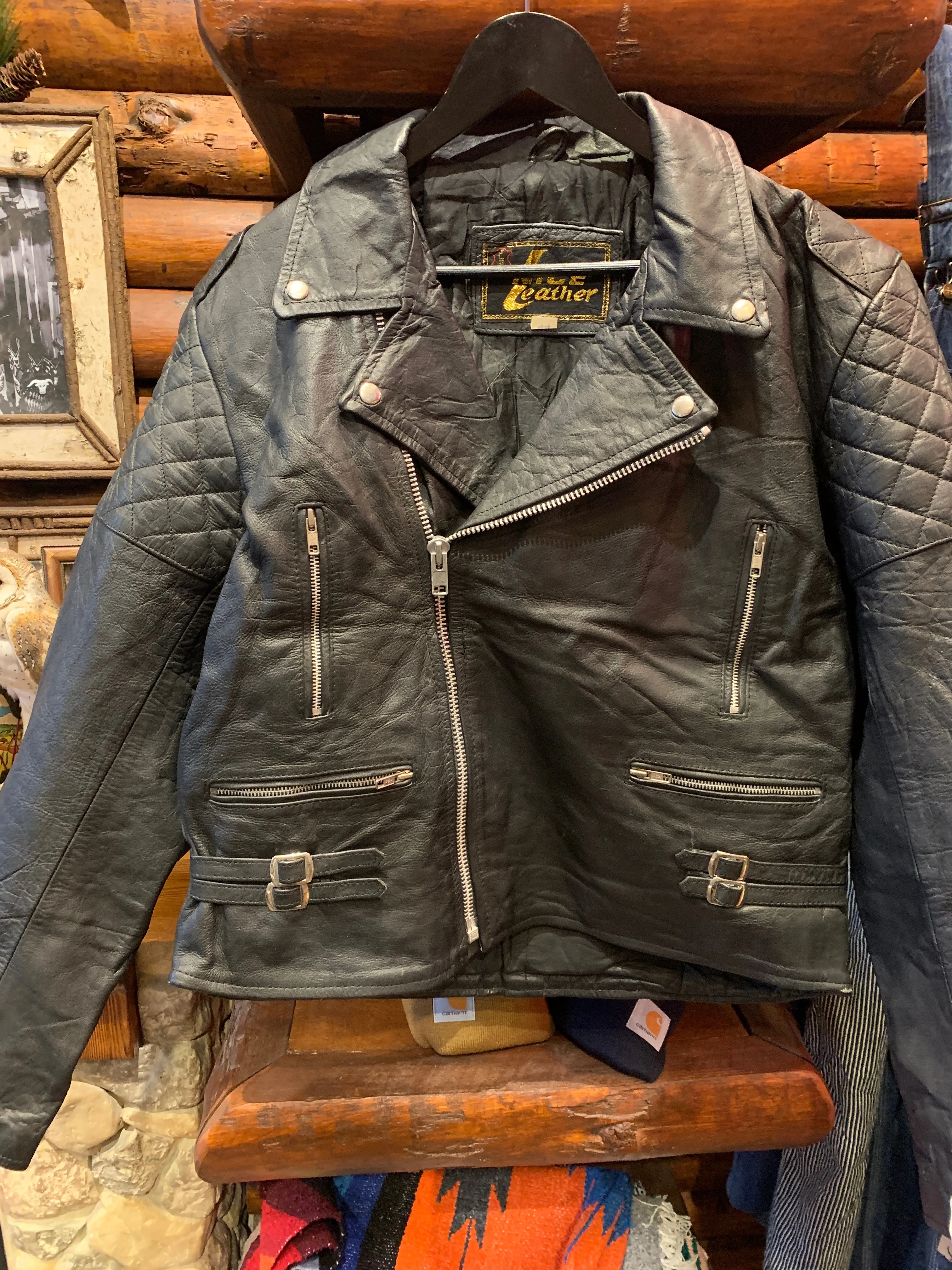 Vintage Biker Jacket With Padding, 44 Large