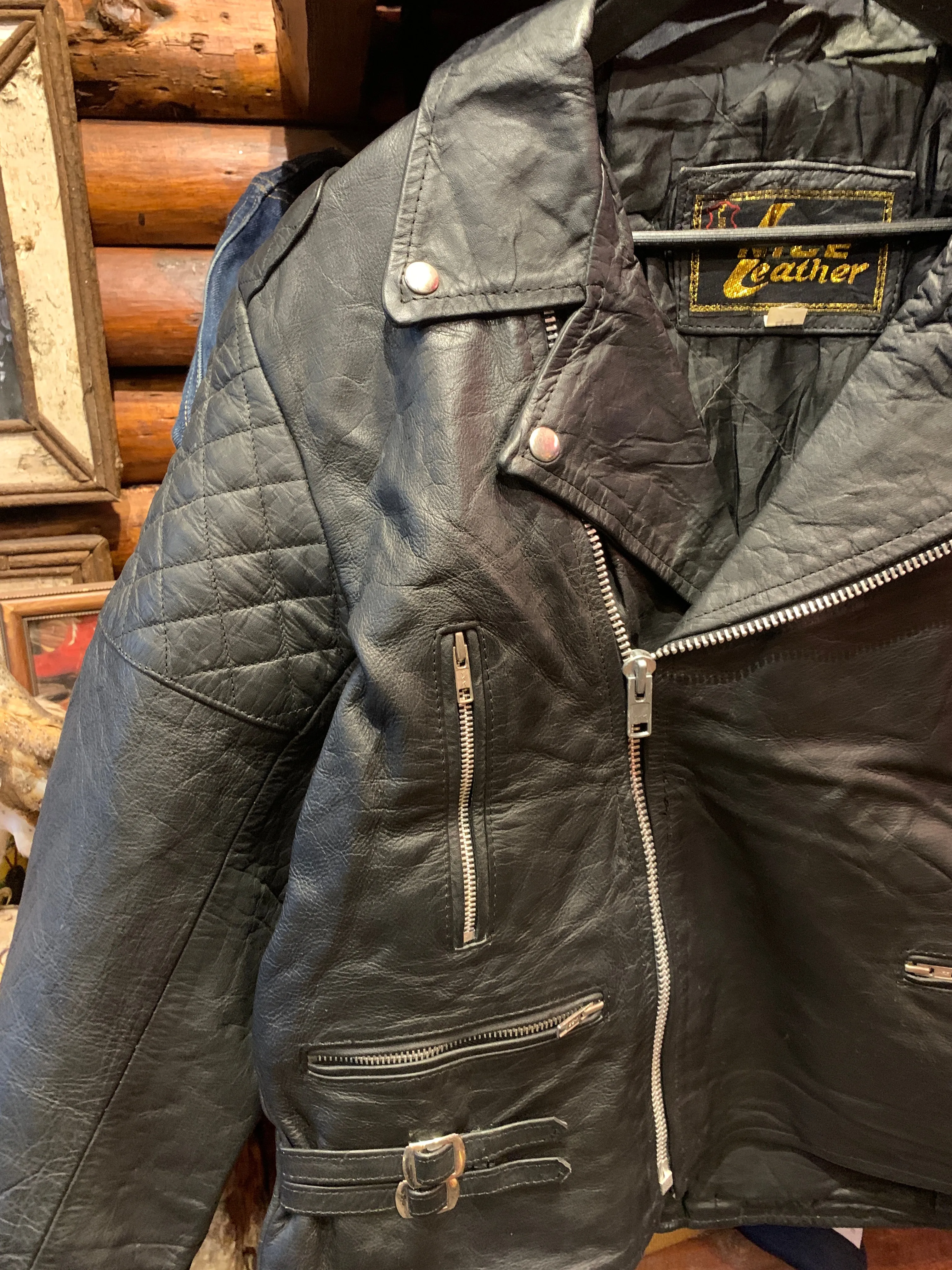 Vintage Biker Jacket With Padding, 44 Large