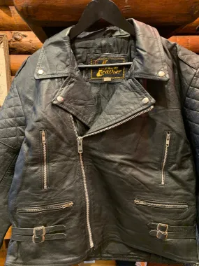 Vintage Biker Jacket With Padding, 44 Large