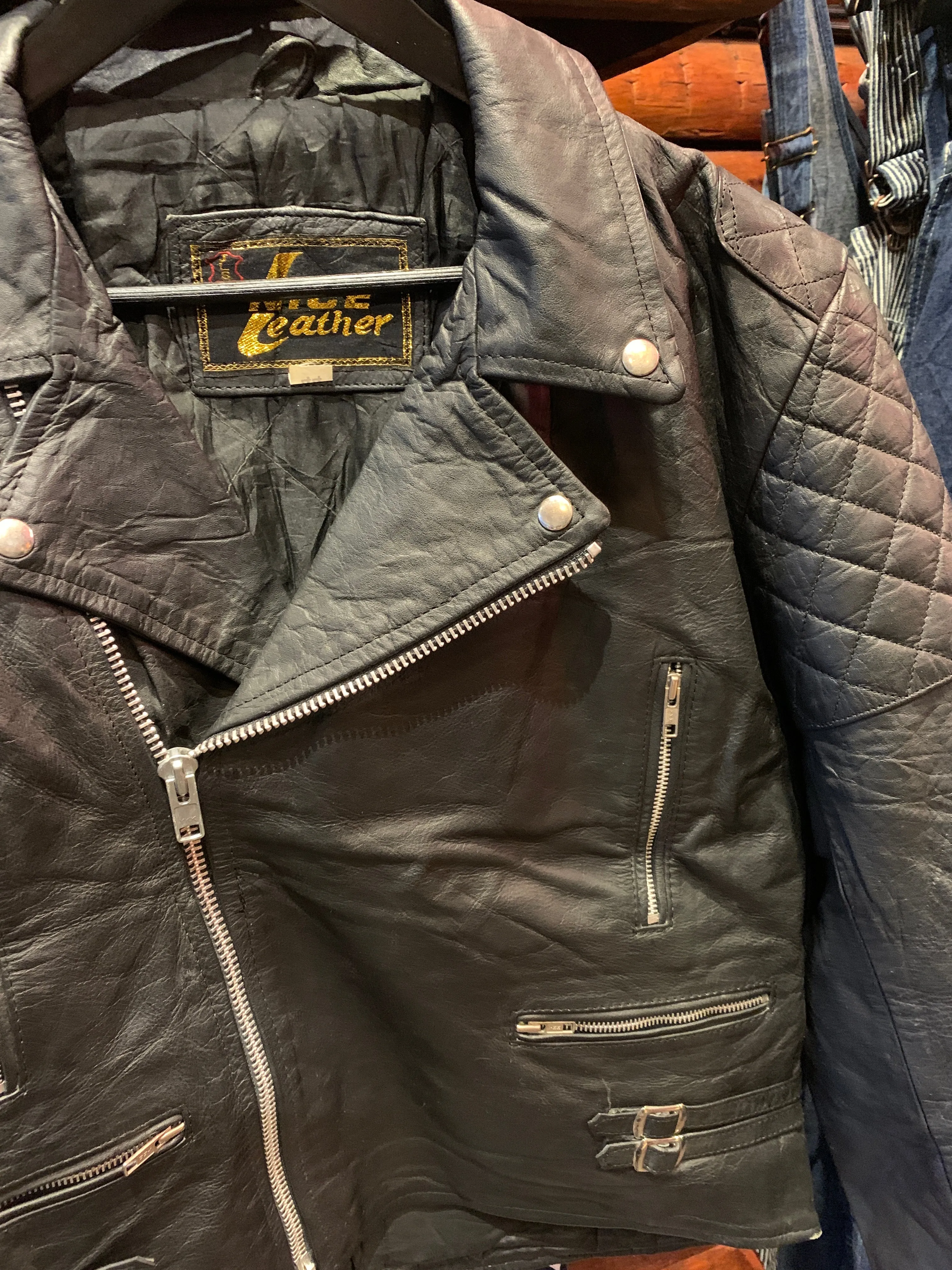 Vintage Biker Jacket With Padding, 44 Large