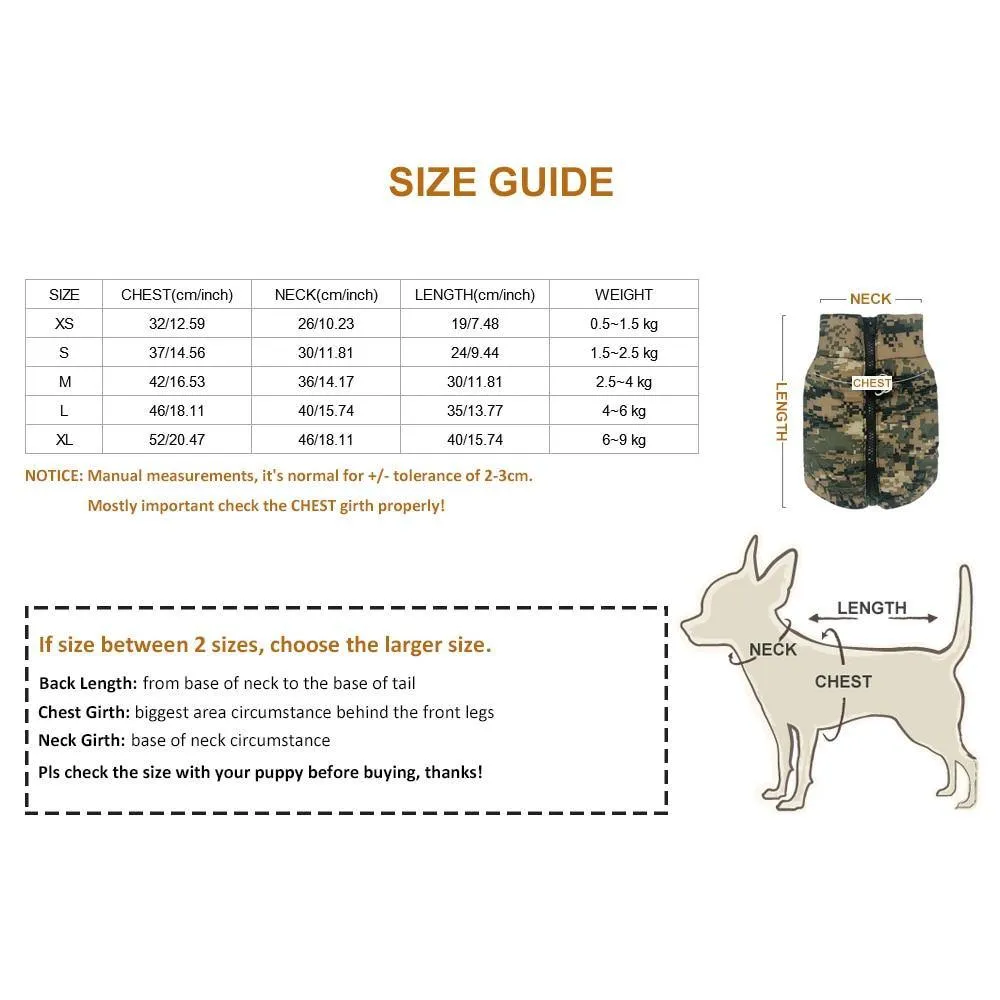 Waterproof Dog Puppy Camo Jacket Coat Vest