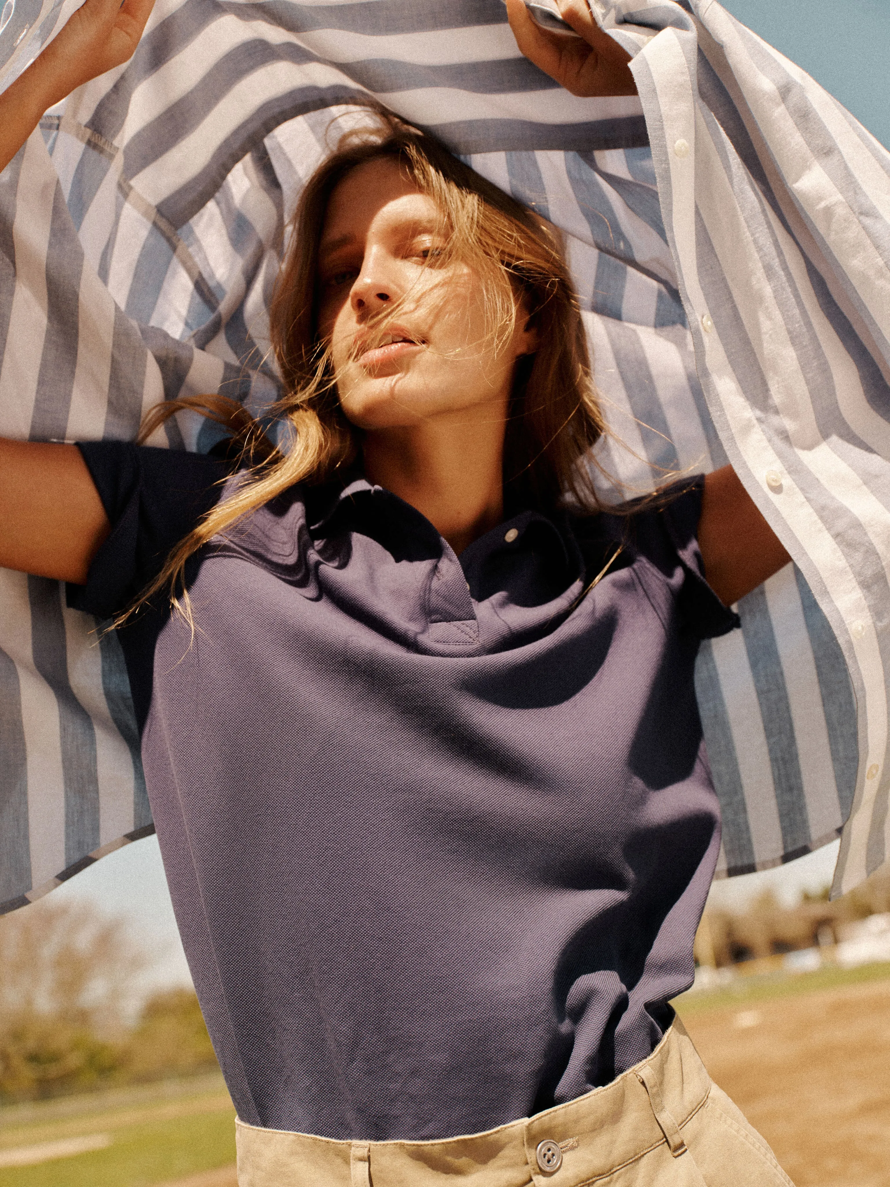 White and Blue Stripe Plaza Shirt