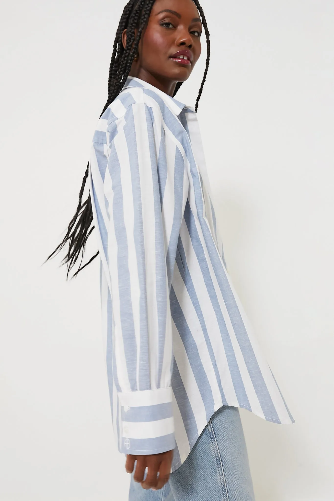 White and Blue Stripe Plaza Shirt