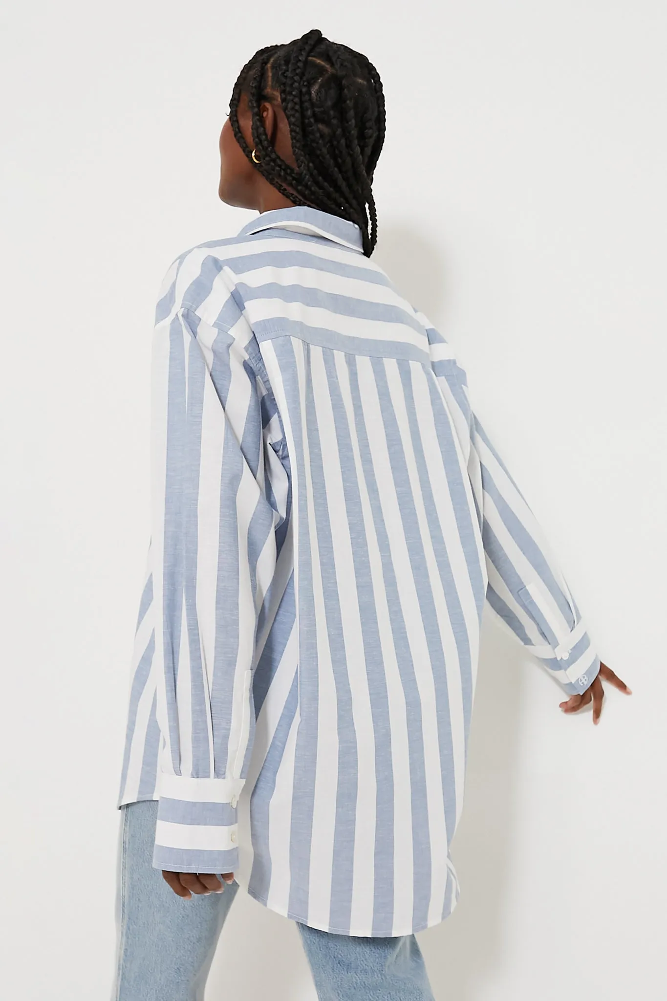 White and Blue Stripe Plaza Shirt