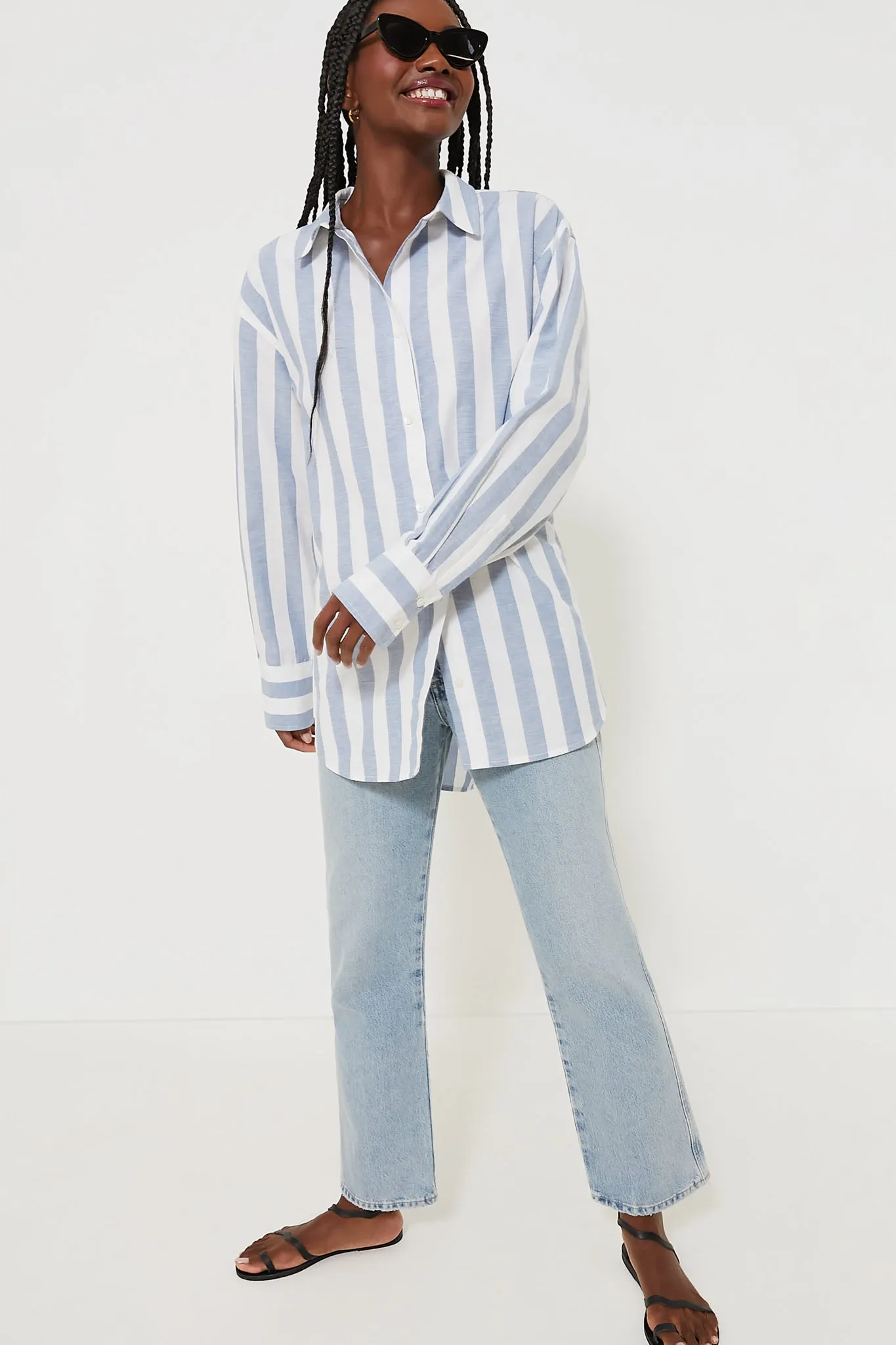 White and Blue Stripe Plaza Shirt