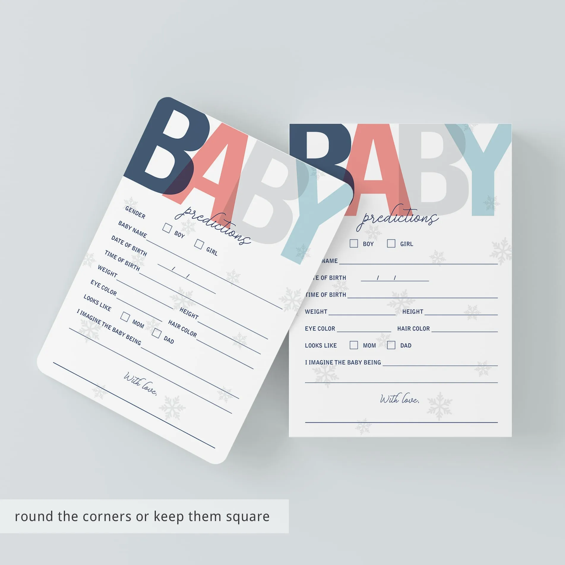 Winter Shower Activity Predictions for Baby Printable