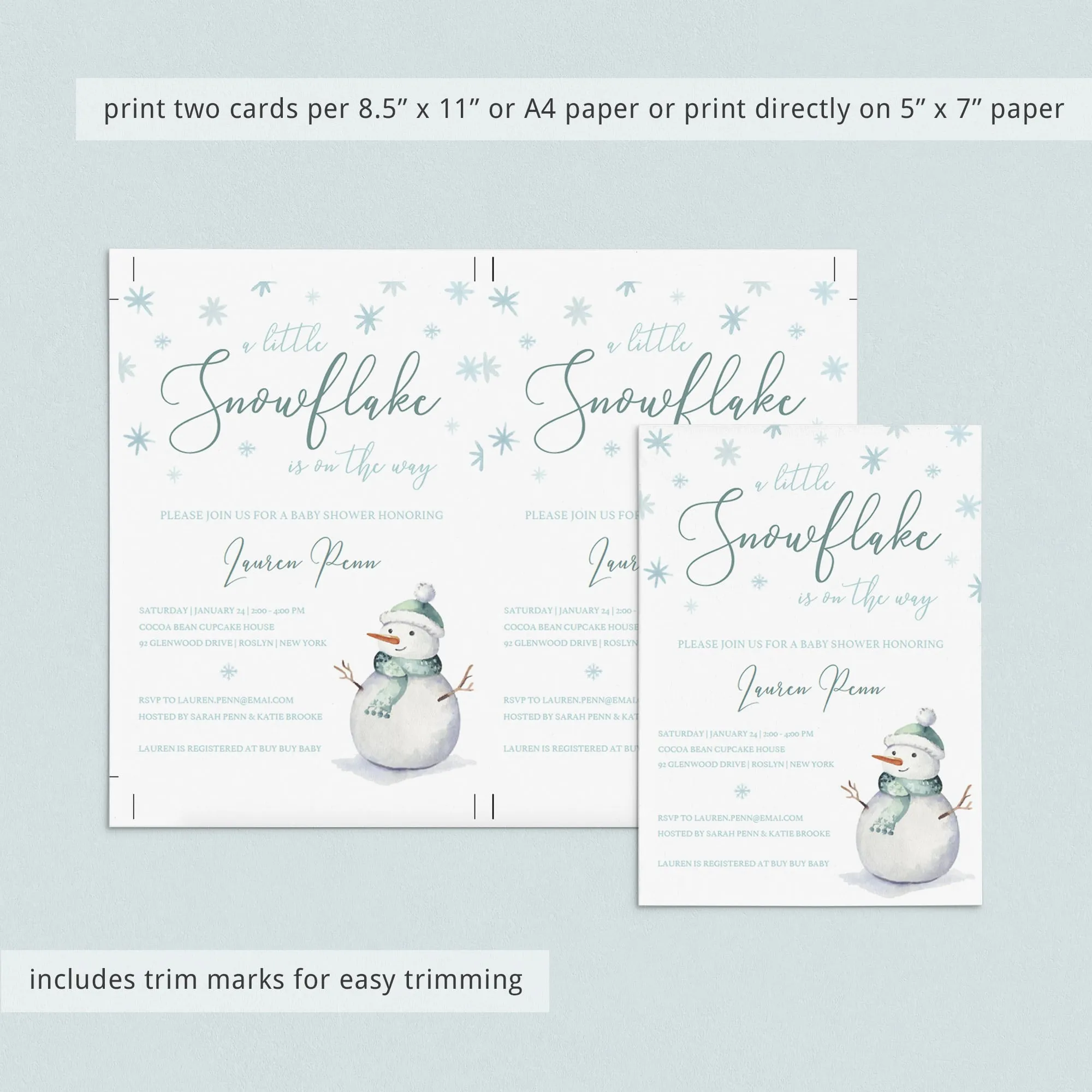 Winter Wonderland Baby Shower Invitation Kit