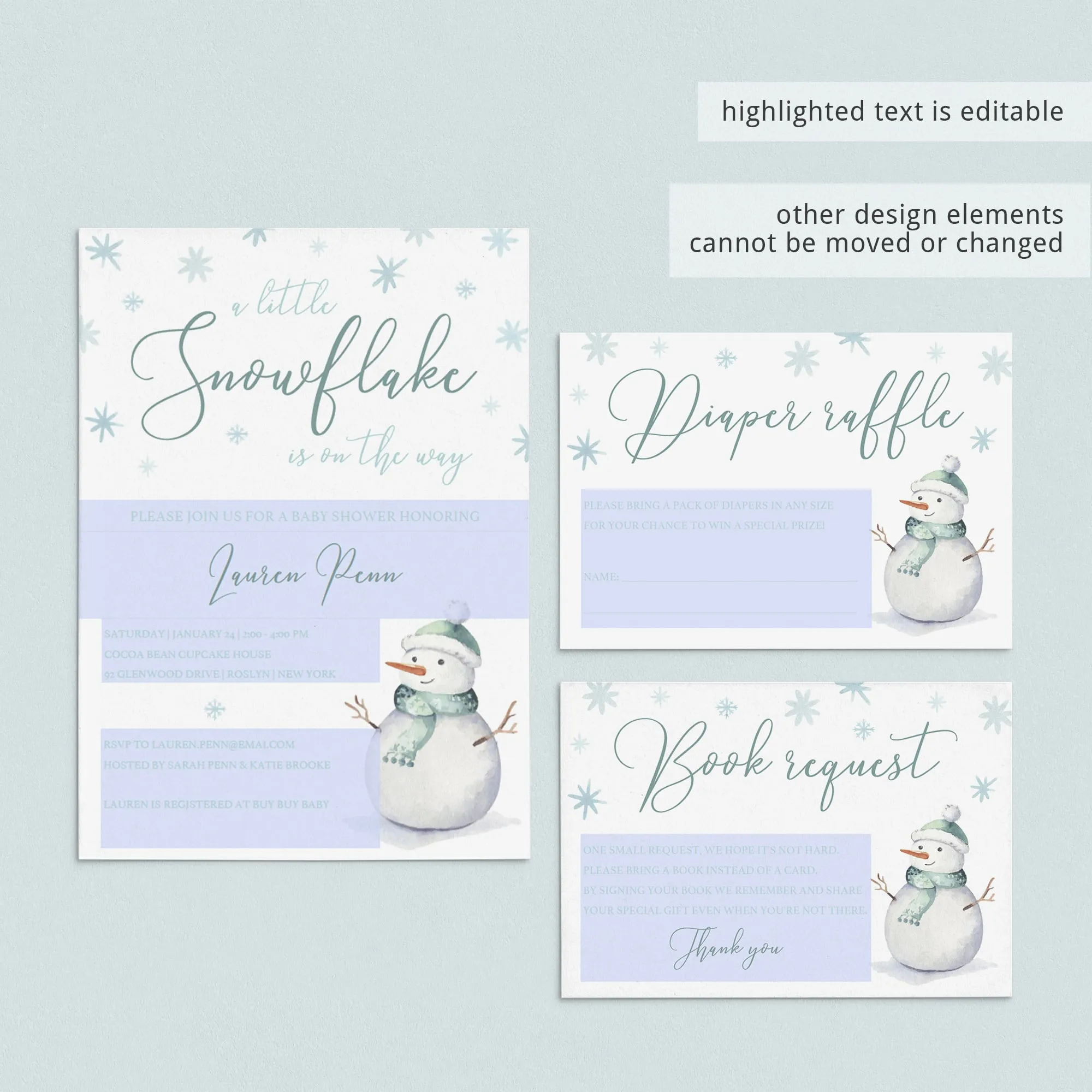 Winter Wonderland Baby Shower Invitation Kit