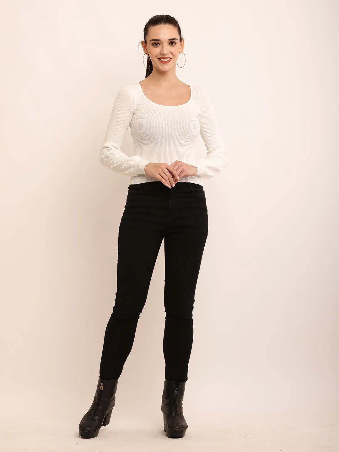 Women Ribbed Fitted Top