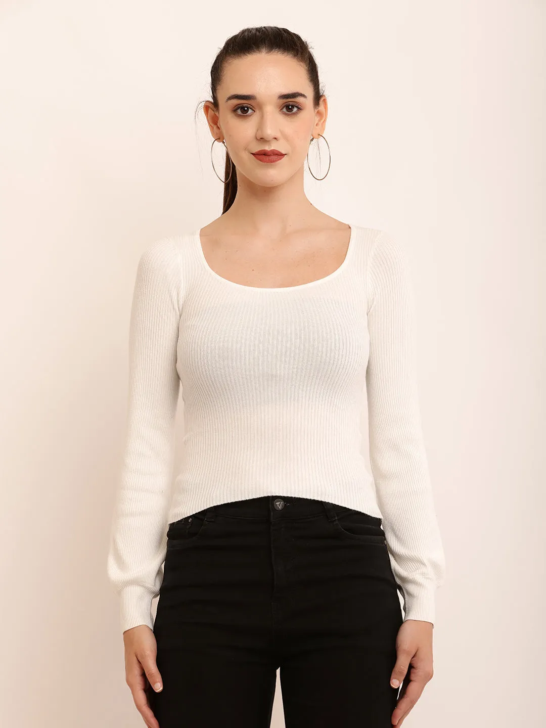 Women Ribbed Fitted Top
