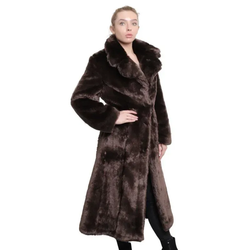 Womens Faux Fur Long Coat
