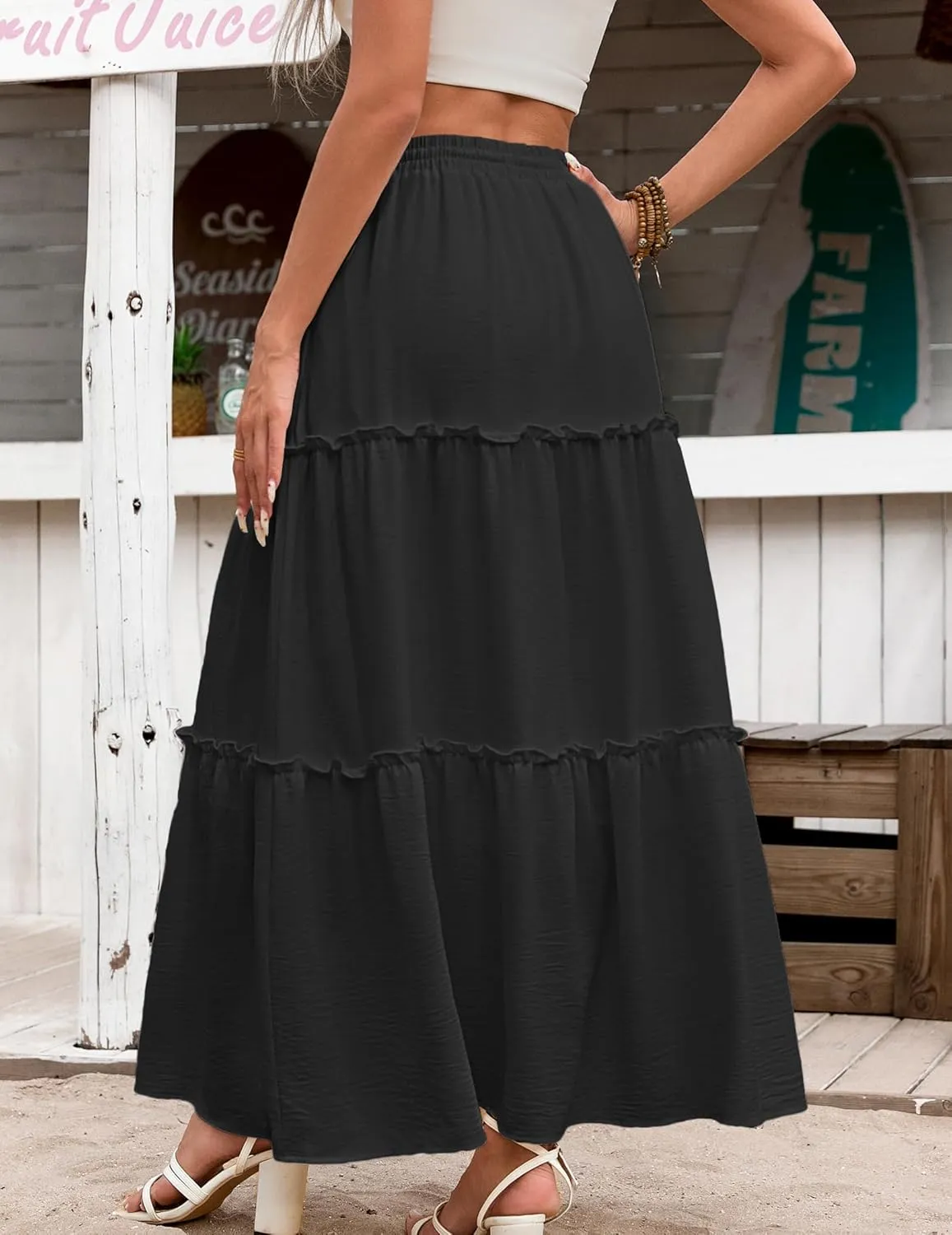 Zeagoo Womens Casual Maxi Skirts High Waist Boho Skirts