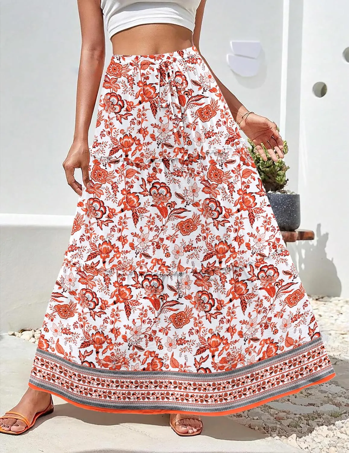 Zeagoo Womens Casual Maxi Skirts High Waist Boho Skirts