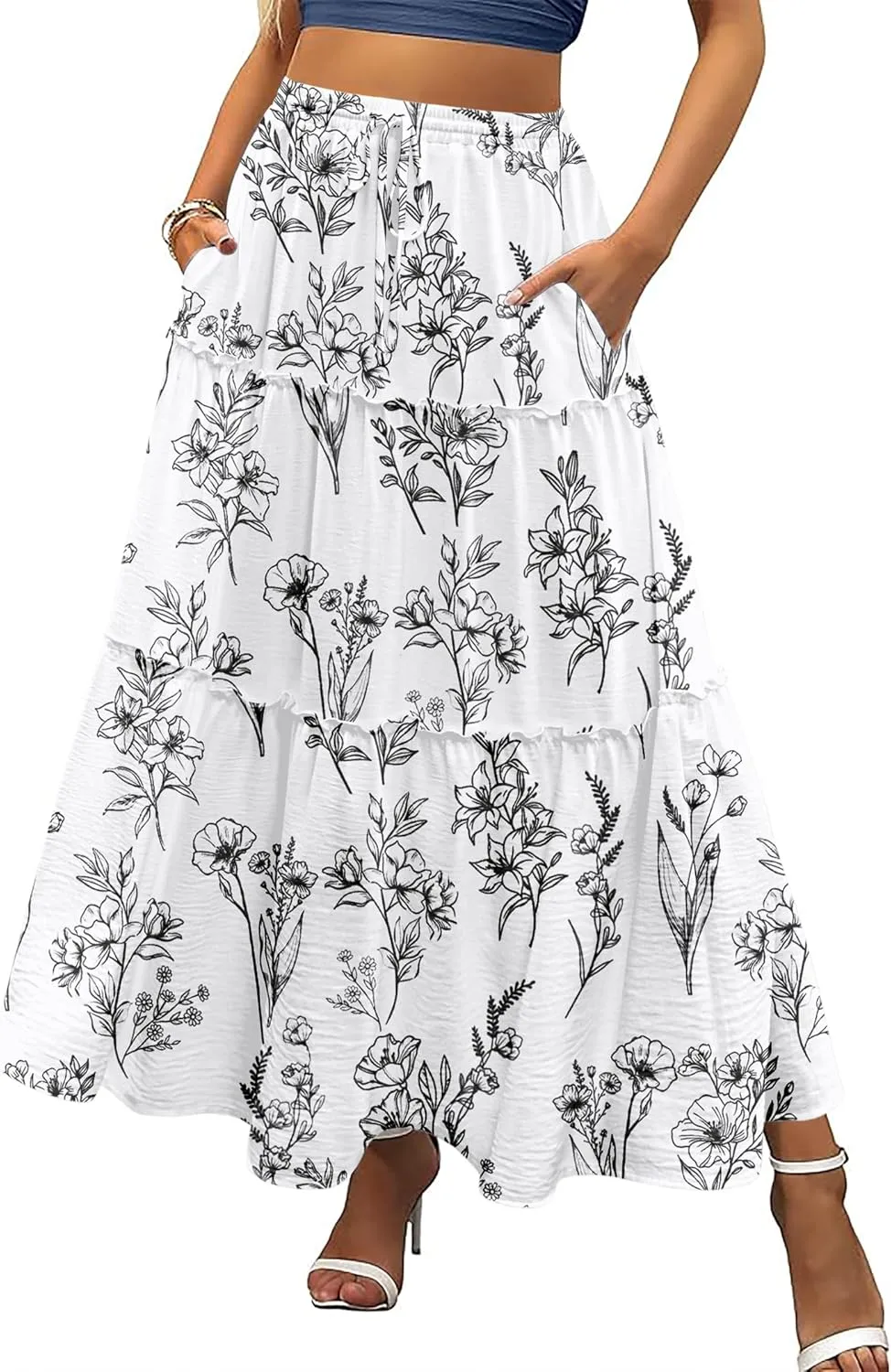 Zeagoo Womens Casual Maxi Skirts High Waist Boho Skirts